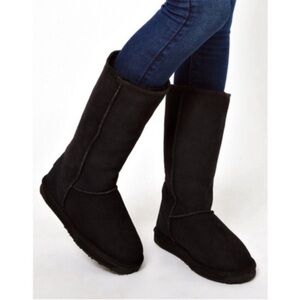 Classic Tall Black Suede Winter Boots